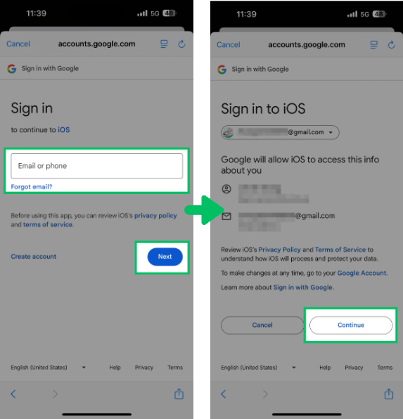 iPhone 添加 Google 账户