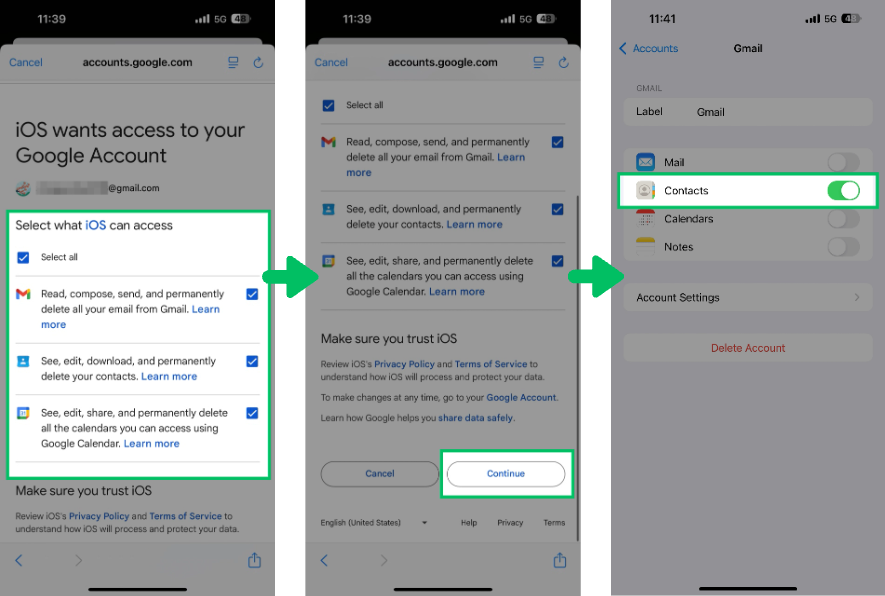 iPhone Google 授权